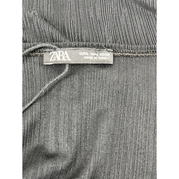 Zara sleeveless shift dress cover up Large deep v neck with tie black - Picture 6 of 10